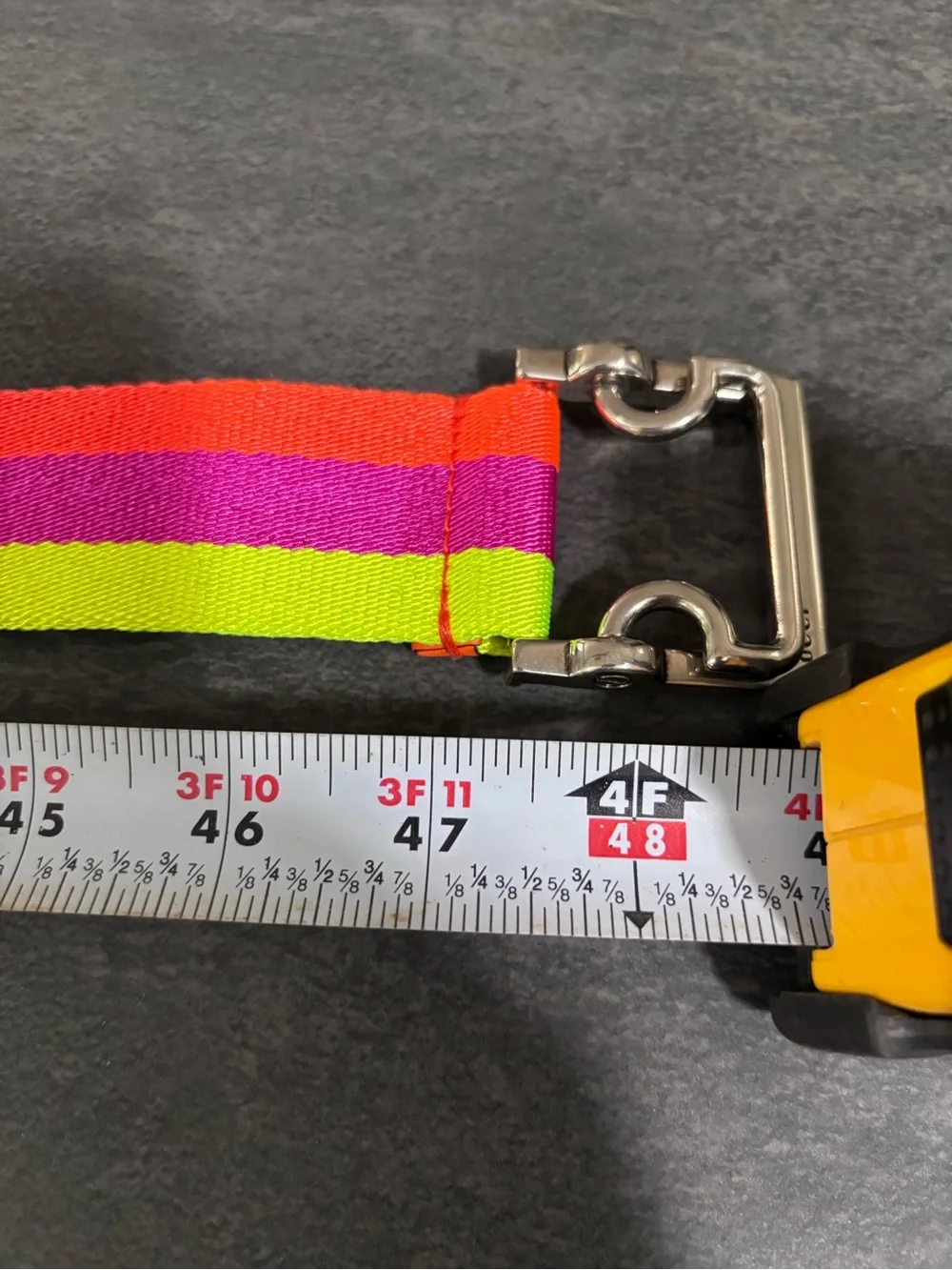 Gucci Men’s Neon Yellow Pink Orange Stripe Fabric Belt with Silver Buckle